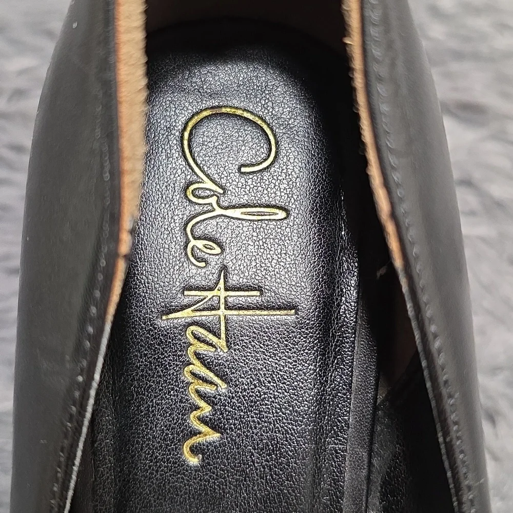 Cole Haan Black Peep-Toe Cork Wedge Espadrille. Size 6.5. EUC - Picture 7 of 8